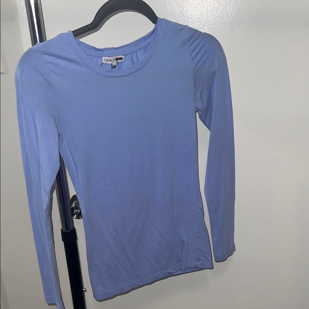 Fashion Nova Light Blue Long Sleeve Tee